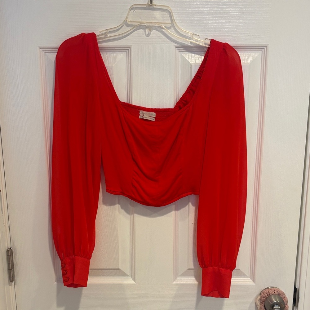 Urban Outfitters Red Blouse with Square Neckline